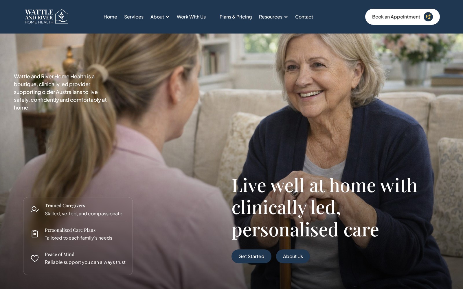 Wattle and River Home Health — Website design