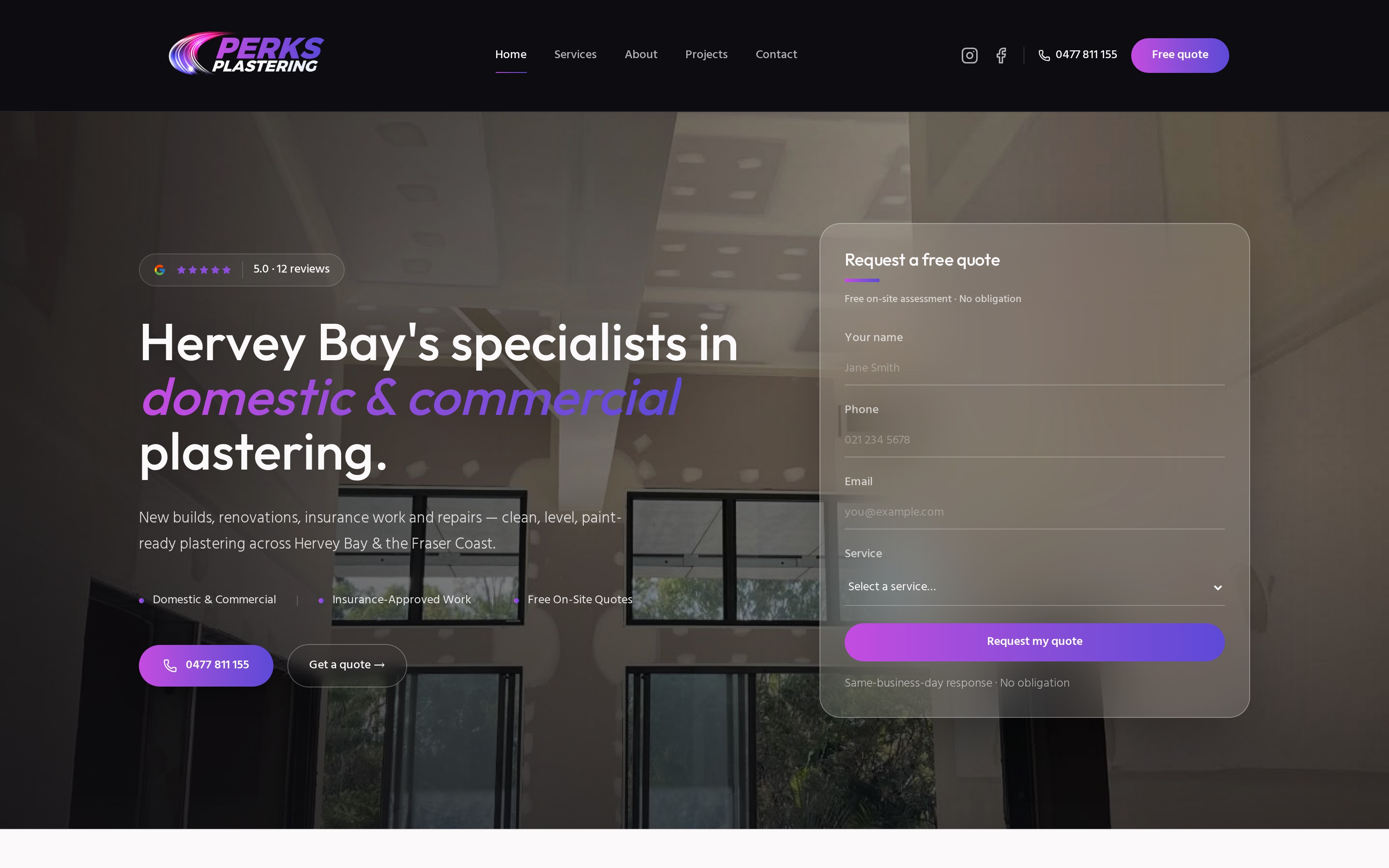 Perks Plastering — Website design + Google Ads