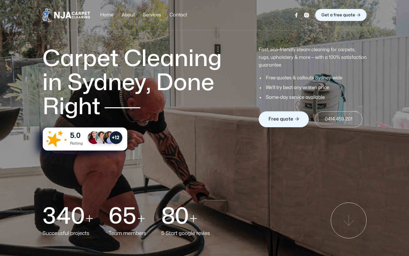 NJA Carpet Cleaning — Website design + Google Ads